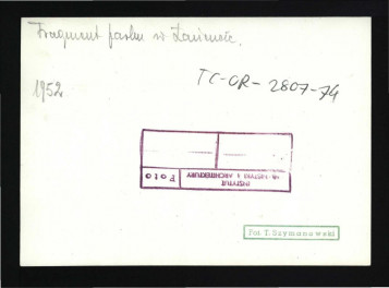 fotografia czarno-biała przedstawiająca fragment miejscowego zamku  , skan 2