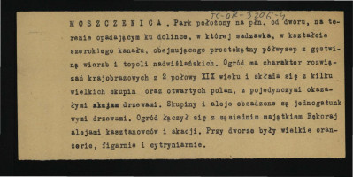 notatka dotycząca parku usytuowanego na północ od miejscowego dworu , skan 1