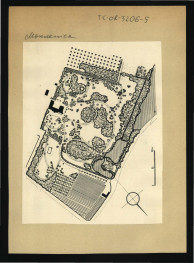 plan ogrodu (1 : 1000) wykonany przez Stanisława Miłoszewskiego na podstawie pomiarów z lipca 1949 r. , skan 1
