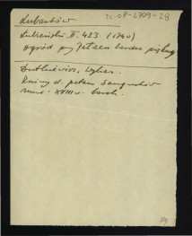 wypis z Łubieński W., Świat we wszystkich swoich częściach większych y mniejszych…, Wrocław 1740, s. 423 wzmiankujący ogród przy pałacu; Dutkiewicz J., Wykaz zabytków architektury województwa lubelskiego, 1947 wzmiankujący stan pałacu , skan 1