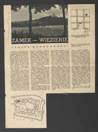 karta z „Ziemia” nr 8 (1957) zawierająca artykuł Janusza Bogdanowskiego pt. „Zamek-Więzienie” dotyczący dziejów miejscowości , skan 1
