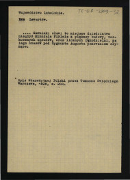 wypis z Święcki T., Opis Starożytnej Polski, Warszawa 1928., s. 200 dotyczący opinii Sarnickiego dotyczący w tej posesji , skan 1