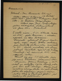 wypis z Polaczek S., Powiat Chrzanowski w W. Ks. Krakowskim, Kraków 1898, s. 234 zawierający chronologię ważniejszych wydarzeń dotyczący w tej miejscowości oraz opis ważniejszych obiektów , skan 1
