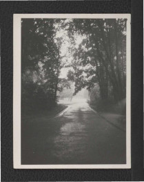 fotografia czarno-biała przedstawiająca miejscowy park  , skan 1