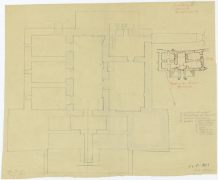 rzut z prawej strony rzut piwnic pałacu, skala 1:100, skan 1