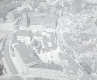 zabudowa miasta. Zabudowa zachodniej części śródmieścia z Nowym Ratuszem od strony południowej, skan 1