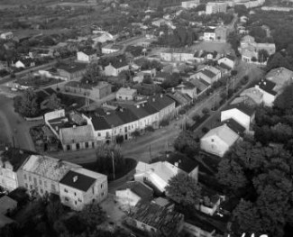 zabudowa centrum. Widok zabudowy centrum miasta od strony południowej - zachodniej, skan 1