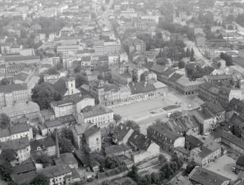 fragment zabudowy miasta Biała z położeniem kościoła ewangelickiego od strony zachodniej , skan 1