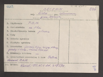 wypis z Kwestonariusza Ministerstwa Kultury i Sztuki z 1957 r. , skan 1