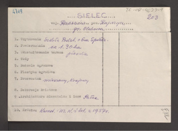 wypis z Kwestionariusz Ministerstwa Kultury i Sztuki  z 1957 r.; brak obwoluty , skan 1