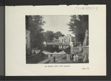 wycinek z publikacji zawierający reprodukcje obrazu autorstwa Jana Seydlitza ukazujący widok Pałacu na Wodzie , skan 1