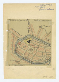 plan sytuacyjny klasztoru i terenów otaczających /według W. Dziewulskiego /stan z około 1477 roku, skan 1