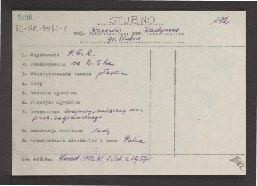 wypis z Kwestionariusz Ministerstwa Kultury i Sztuki z 1957 r.; brak obwoluty  , skan 1