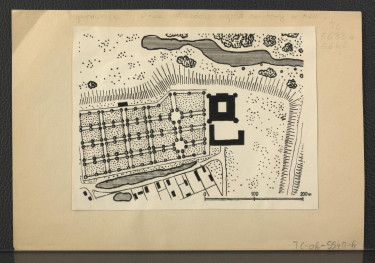 reprodukcje planu zamieszczego w Ciołek G., Ogrody polskie, Warszawa 1954, s. 60, a ukazującgo ogród i zwierzyniec przy Pałacu Ujazdowskim w poł. XVIII w.  , skan 1
