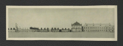 2 nadbitki zawierające fotografie czarno-białe ukazujące przekrój podłużny ogrody i miejscowego pałacu z 1732 r.; ze zbiorów drezdeńskich, skan 1