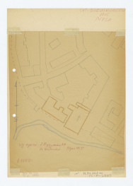 plan sytuacyjny klasztoru z kościołem i zabudowaniami klasztornymi, według opracowania  J. Eysymontt, M. Kukner, Nysa 1955, skan 1