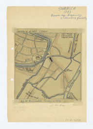 lokalizacja miejska klasztoru, sytuacja z około 1477, według W. Dziewulski, Świdnica 1956, skan 1