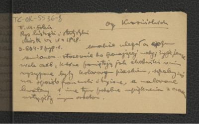 wypisy z F.M. Sob….., Warszawa 1957, s. 32 i 35 dotyczący charakteru miejscowego ogrodu oraz ważniejszych dat w dziejach miejscowej posesji; dwie karty , skan 2