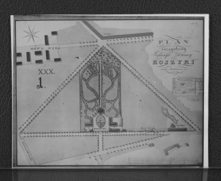 fotografia czarno-biała przedstawiająca „plan szczegółowy posesji zwanej Koszyki z roku 1827” ; GR. BUW Nr inw. GR 3722, ark 1 nr pozycji katalogu 1029, skan 1