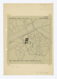 plan sytuacyjny klasztoru i terenów otaczających /według T. Tołwiński 1939 T. Jamroz i T. Żychiewicz 1954/, skan 1