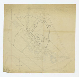 plan sytuacyjny klasztoru i terenów przylegających /według pomiaru terenu z roku 1947, Zbiory Zakładu Architektury Politechniki rysowano plan z roku 1822 AGAD, AD441/XX-5/, skan 1