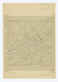 plan sytuacyjny fragmentu miasta z klasztorem s.s. Benedyktynek /według Jamroz - Żychiewicz 1954 rok/, skan 1