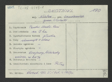 wypis z Kwestionariusz Ministerstwa Kultury i Sztuki z 1957 r.; brak obwoluty, skan 1