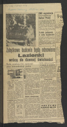 wycinek z „Expressu Wieczornego” nr 113 (1959) zawierający tekst pt. Zabytkowe budowle będą odnowione. Łazienki wrócą do dawnej świetności , skan 1