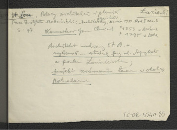 wypis z Łoza S., Słownik architektów i budowniczych Polaków oraz cudzoziemców w Polsce pracujących, Warszawa 1931, s. 154-155 oraz „Prace Instytutu Urbanistyki i Architektury” R.I, z. 3 (1957), s. 37 wzmiankujący Jana Chrzciciela Kammsetzera, nadwornego architekta Stanisława Augusta Poniatowskiego , skan 1
