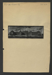 fotografia czarno-biała reprodukcji ryciny ukazującej elewację frontową Pałacu Saskiego, skan 1