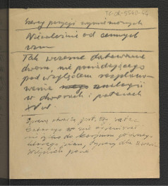 luźne notatki dotyczące miejscowego pałacu; cztery karty , skan 1