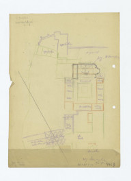 plan sytuacyjny klasztoru z kościołem i zabudowaniami klasztornymi /według Lezczyka/, skan 1