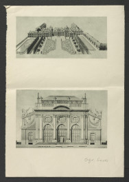 2 nadbitki reprodukcji planu zamieszczonego w Ciołek G., Ogrody polskie, Warszawa 1954, s. 72, a ukazującego układ miejscowego założenia ogrodowego w planie Warszawy z 1732 r.    , skan 2