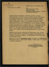 prośba ze strony dyrekcji Muzeum Narodowego w Poznaniu z 15 listopada 1950 r. o udzielenie przez G. Ciołka konsultacji inż. Władysławowi Bugale odpowiedzialnego za renowacje rekonstrukcji ogrodu francuskiego w miejscowej posesji , skan 1