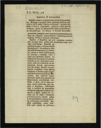 wypis z „Tygodnika Ilustrowanego” (1859), s. 28 dotyczący miejscowej kaplicy; dwie karty , skan 1