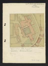plan sytuacyjny klasztoru z kościołem, zabudowaniami klasztornymi i wirydarzem /według planu z 1823 na podstawie planu współczesnego z 1928 roku/, skan 1