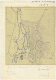 plan sytuacyjny letniej rezydencji arcybiskupiej według J. Wagnera 1947 roku zmodyfikowany, skan 1