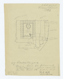 plan sytuacyjny klasztoru z kościołem /według Rosenbaigera, Dzieje kościoła o.o. Franciszkanów w Krakowie w wiekach średnich, Biblioteka Krakowska 79. Kraków 1955/, skan 1