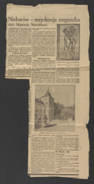 wycinek z ilustrowanego dodatku tygodniowego do “Życia Warszawy” pt. „Świat się zmienia” nr 9 (14) z 23 lutego 1947 r. zawierający artykuł „Nieborów – rezydencja magnacka, dziś Muzeum Narodowe , skan 1