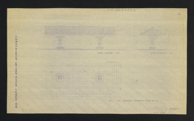 projekt wiaty kolejki młodzieżowej, rzut i widoki, skan 1