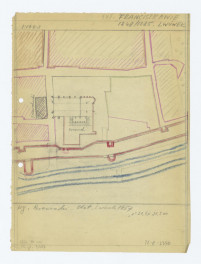 plan sytuacyjny klasztoru z kościołem, zabudowaniami i ogrodem klasztornym /według Browiński - Zlat, Lwówek 1957/, skan 1