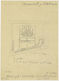 plan sytuacyjny - przerys z Helmigh Oberschlesische Landbaukunst 1800, skala 1:1000, skan 1