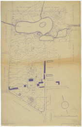 plan warstwicowy parku (odbitka), skala 1:1000, skan 1