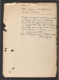 wypis z Archiwum Wilanowa: Akta interesu z Piotrem Aignera zawierający fragment listu rzeczonego z 23 sierpnia 1783 r. dotyczący dotacji ze skarbca Jana Potockiego , skan 1