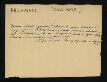 wypis z Jankowski E., Dzieje ogrodnictwa polskiego w zarysie, Warszawa 1923, s. 44 dotyczący miejscowego ogrodu powstałego za panowania Zygmunta III, skan 1