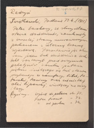 wypis z Świątkowski W., Podlasie. Piąta wycieczka po kraju, Warszawa 1929, s. 73-74 dotyczący barokowego pałacu oraz rycin przedstawiających wspomniany obiekt , skan 1
