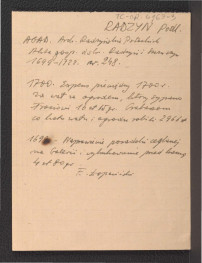 wypis z AGAD Archiwum Radzymińskie Potockich; Akta gospodarcze dóbr radzymińskich (1699-1722, nr 248) dotyczący prac przy wale ziemnym za ogrodem oraz naprawy posadzki ceglanej i podjazdu pod bramę , skan 1