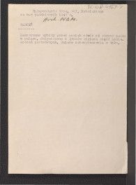wypis ze Sprawozdania Wojewódzkiego Konserwatora Zabytków w Lublinie za październik 1947 r. wzmiankujący zamurowanie wybitego przez pocisk otworu w miejscowym pałacu, oczyszczenie z gruzów oraz kontynuowanie dalszych zabezpieczeń, skan 1