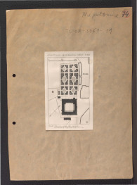 reprodukcja planu (1 : 1000) rekonstrukcji ogrodu zamkowego wykonanego przez G. Ciołka w 1948 r. na podstawie planu katastralnego (1 : 2880) z 1947 r. oraz Kieszkowski W., Dzieje budowy zamku w Niepołomicach za panowania Zygmunta Augusta (1550-1571) w: „Sprawozdanie z posiedzenia Towarzystwa Naukowego Warszawskiego” XXVIII (1935), skan 1