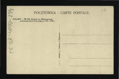 reprodukcja rysunku w formie pocztówki przedstawiającej kościół we Włostowicach wzniesiony w latach 1726-1728, skan 2